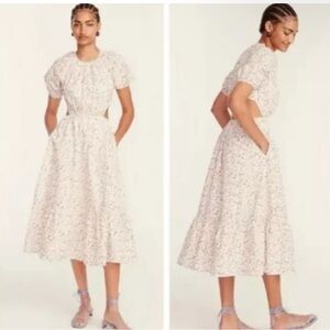 J. Crew Side-Cutout Poplin Meadow Floral Pink Green Dress NEW Size 8 BG400 $168